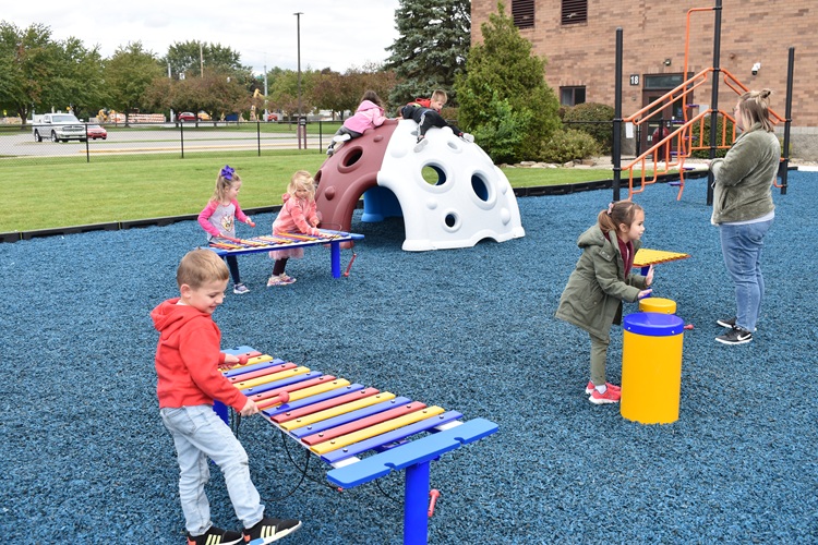 Children’s play area with musical equipment